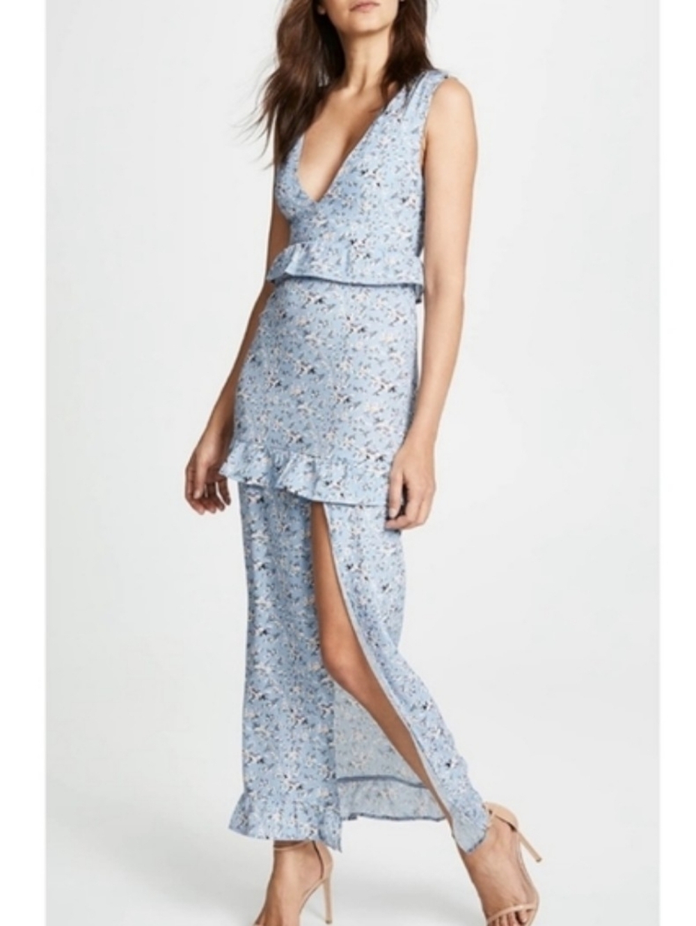 NIGHTWALKER cornflower blue floral maxi dress